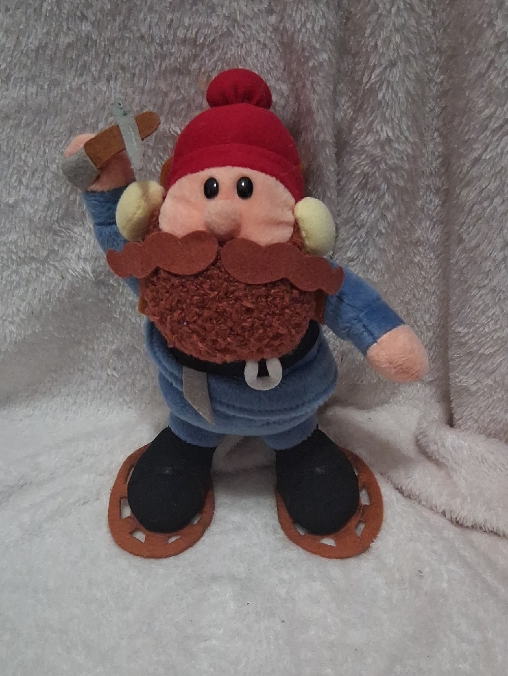 Plush Bearded Lumberjack Toy - Red Hat, Blue Outfit